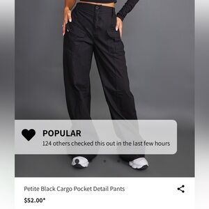 Petite Black Cargo Pocket Detail Pants